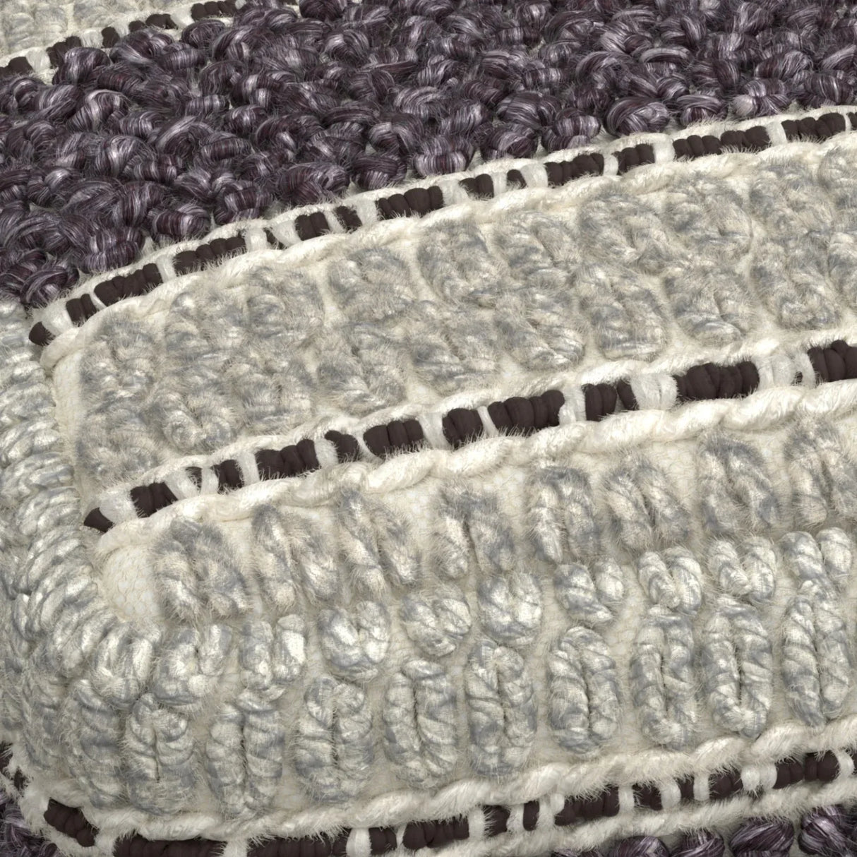 Handwoven Wool Cotton Square Fabric Pouf - Omega Lifestyles