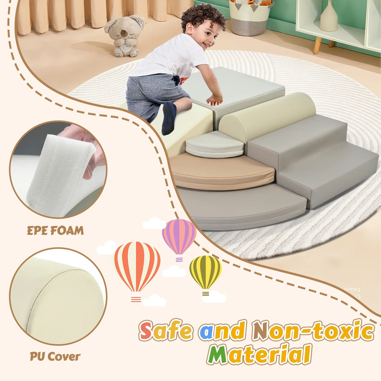 7-Piece Soft Foam Climbing Blocks Toddler Playset - Omega Lifestyles