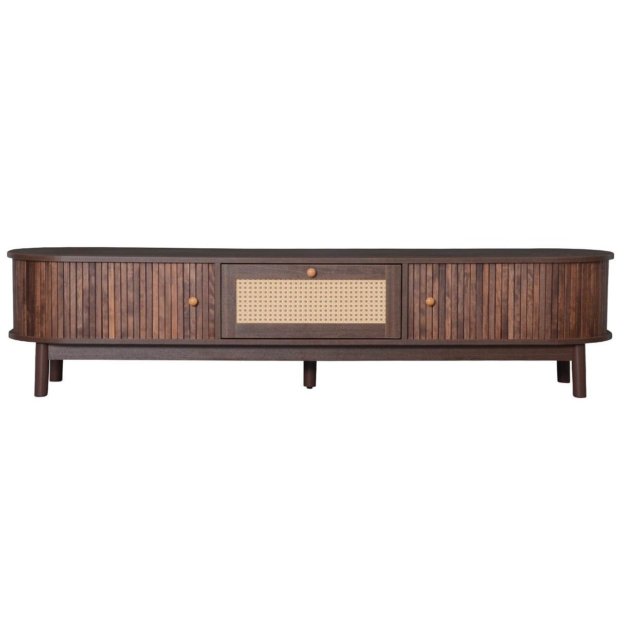 Modern Solid Wood Rattan Media Console TV Stand - Sleep Galleria