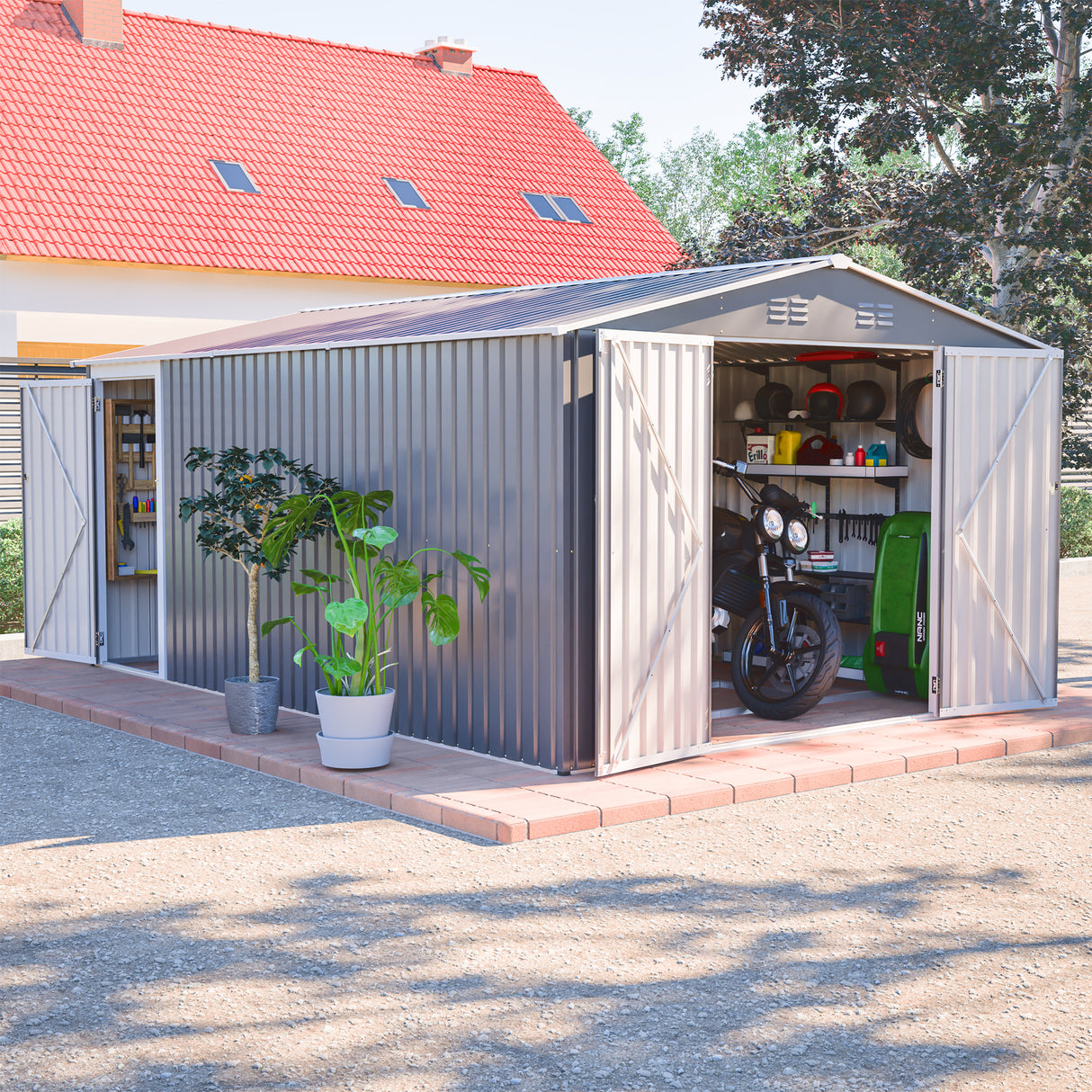 10x14 Ft Waterproof Metal Outdoor Storage Shed