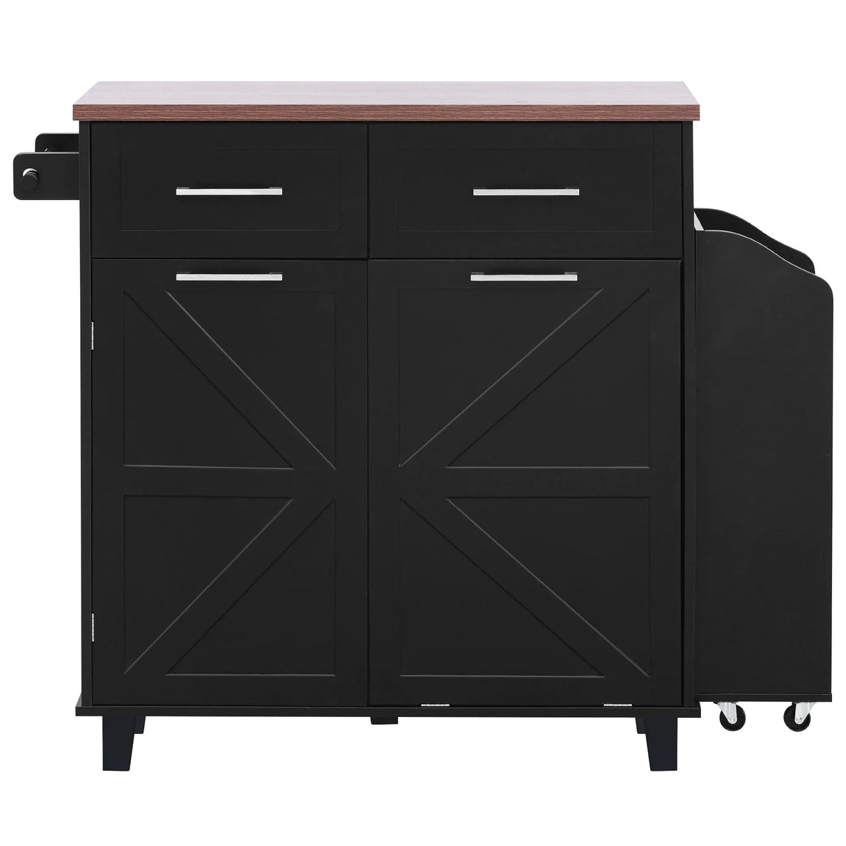 Farmhouse MDF Kitchen Island With Drop Leaf And Storage - Omega Lifestyles