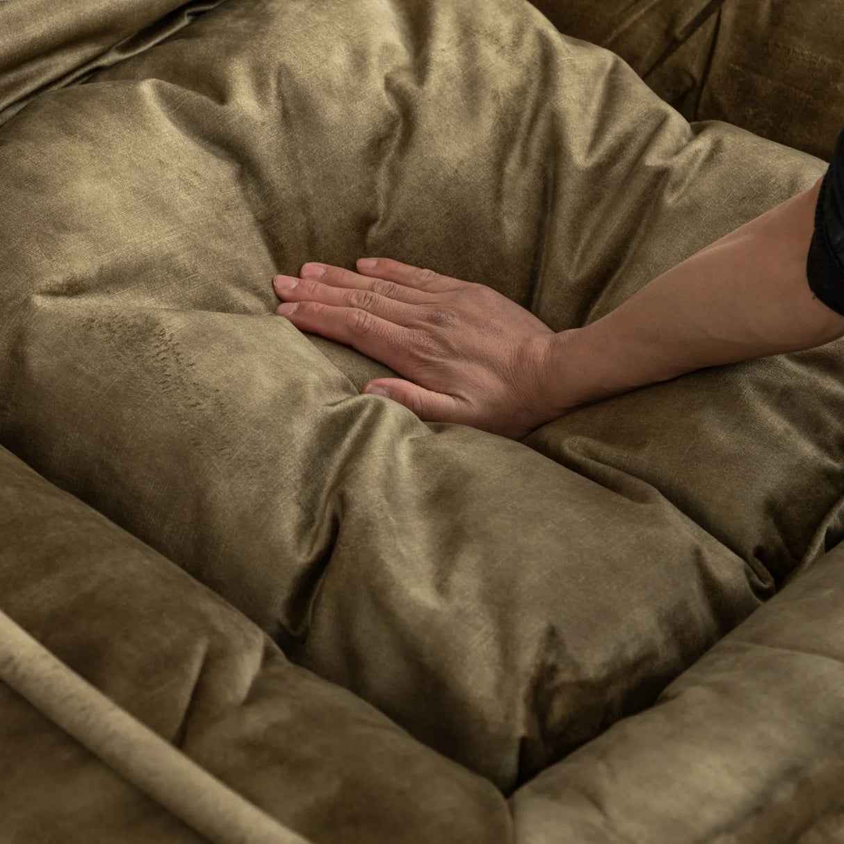 Adjustable Velvet Upholstered Floor Sofa With Massage Pillow - Omega Lifestyles