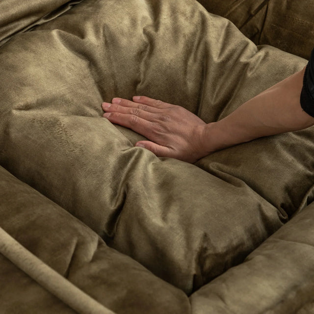 Adjustable Velvet Upholstered Floor Sofa With Massage Pillow - Omega Lifestyles