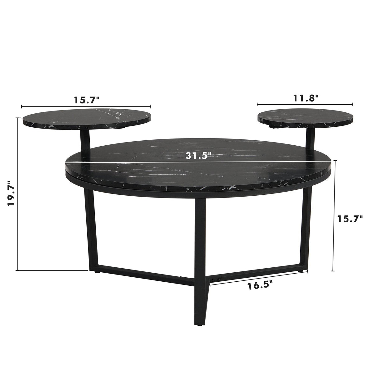 Modern Round Coffee Table With Faux Marble Shelves - Sleep Galleria