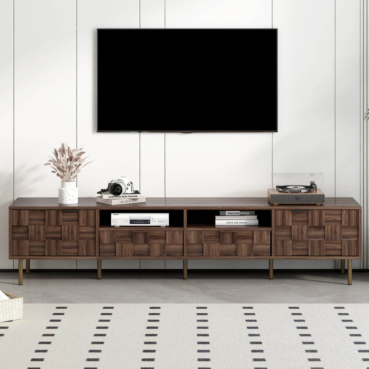 Mid Century Modern TV Stand With Storage Drawers - Sleep Galleria