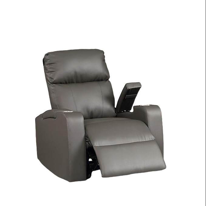 Electric Power Recliner Chair Upholstered Faux Leather Gray