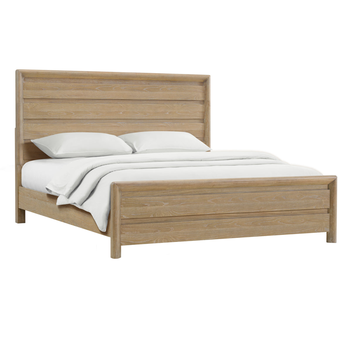 Queen Solid Wood Tan Panel Bed Frame