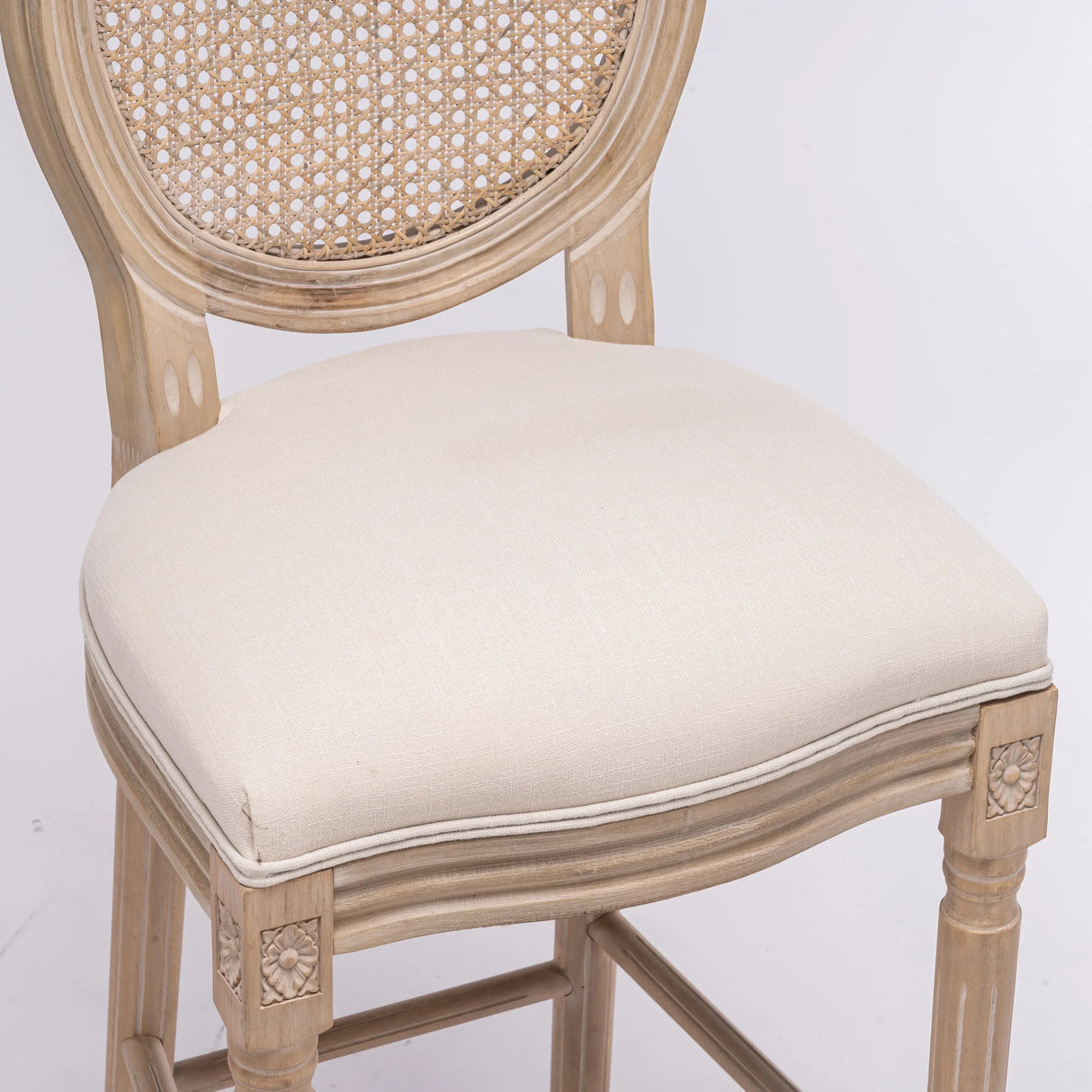 Set Of 2 French Country Solid Wood Upholstered Barstools - Omega Lifestyles