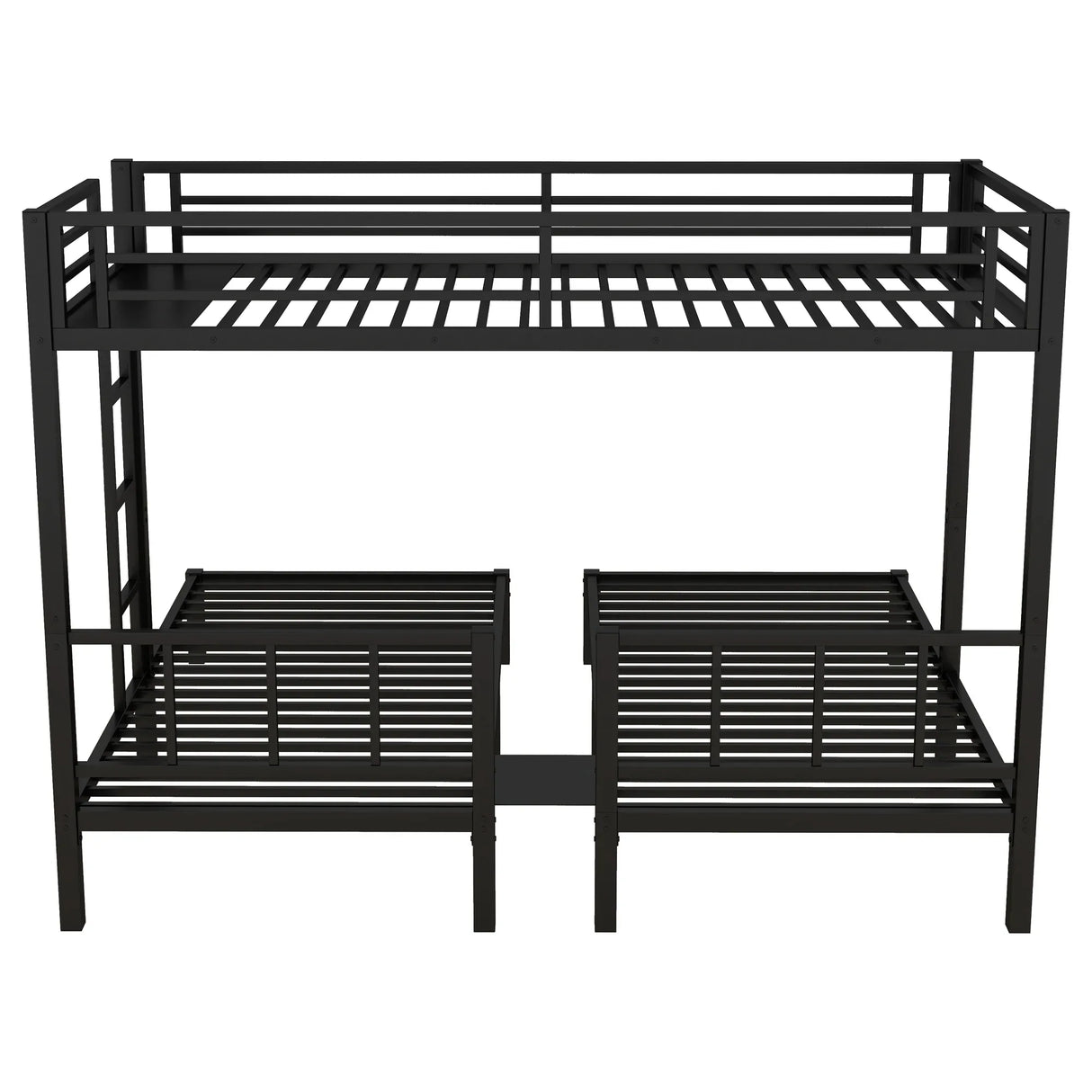 Metal Twin Over Twin Triple Bunk Bed With Guardrails - Omega Lifestyles
