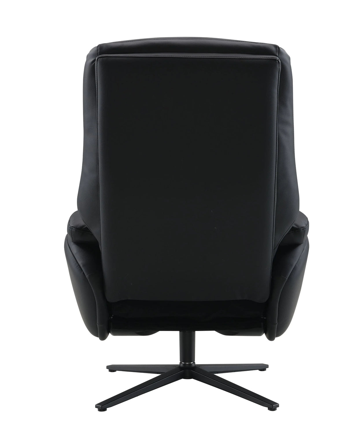 Black Top Grain Leather Swivel Accent Chair With Ottoman - Omega Lifestyles