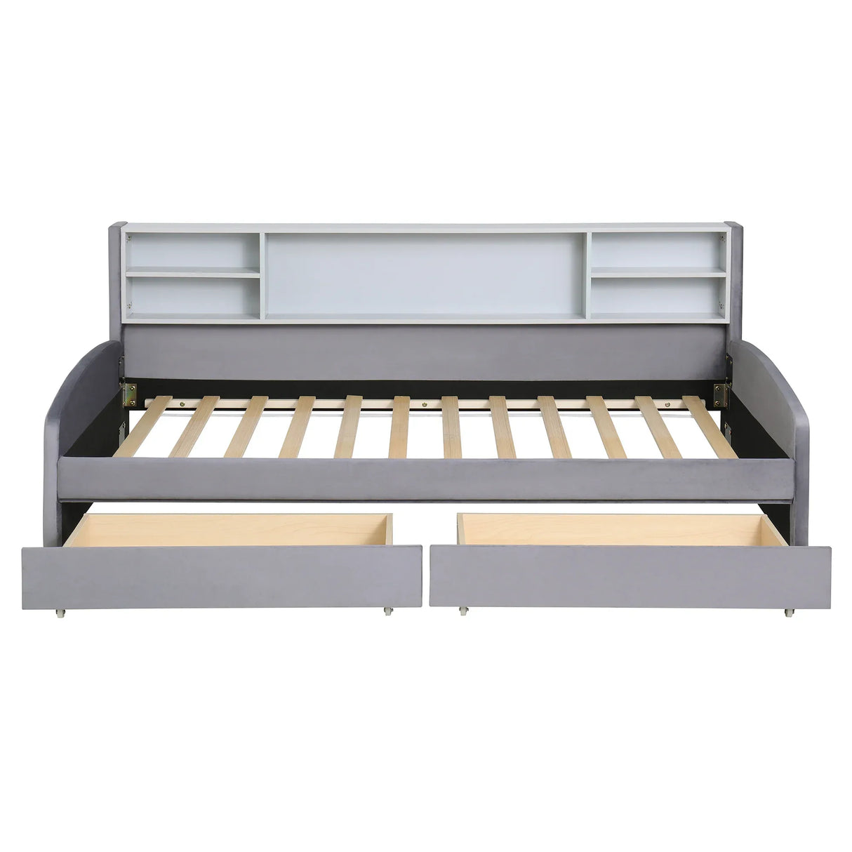 Twin Velvet Upholstered Platform Bed With Storage Drawers - Omega Lifestyles