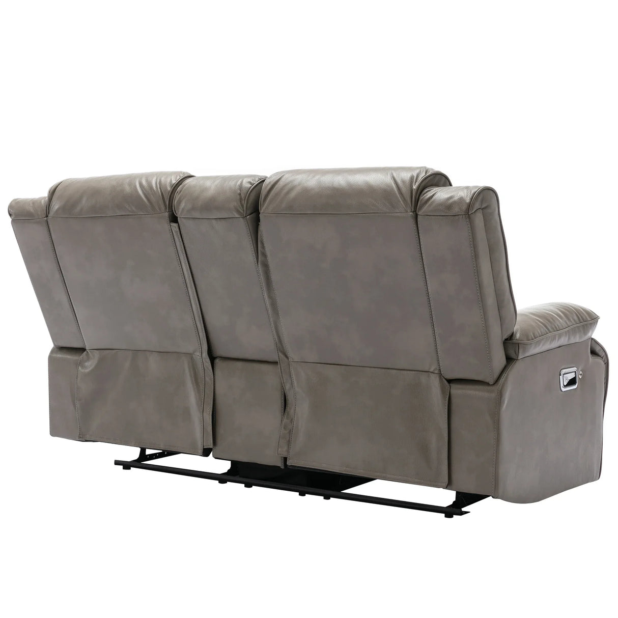 Grey Leather Gel Manual Recliner Chair With LED Lights - Omega Lifestyles