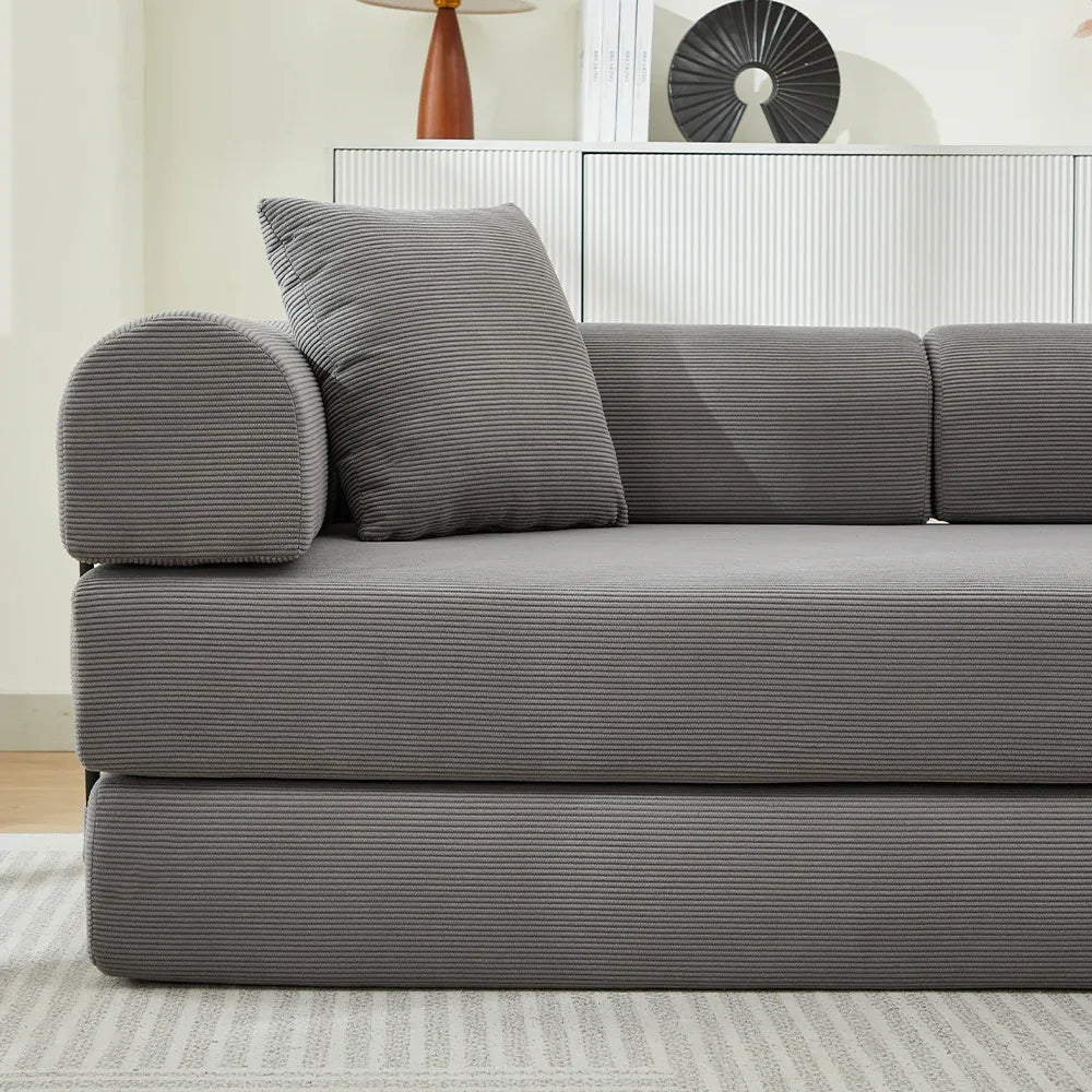 Corduroy Folding Sofa Bed With Foam Spring Mattress - Omega Lifestyles
