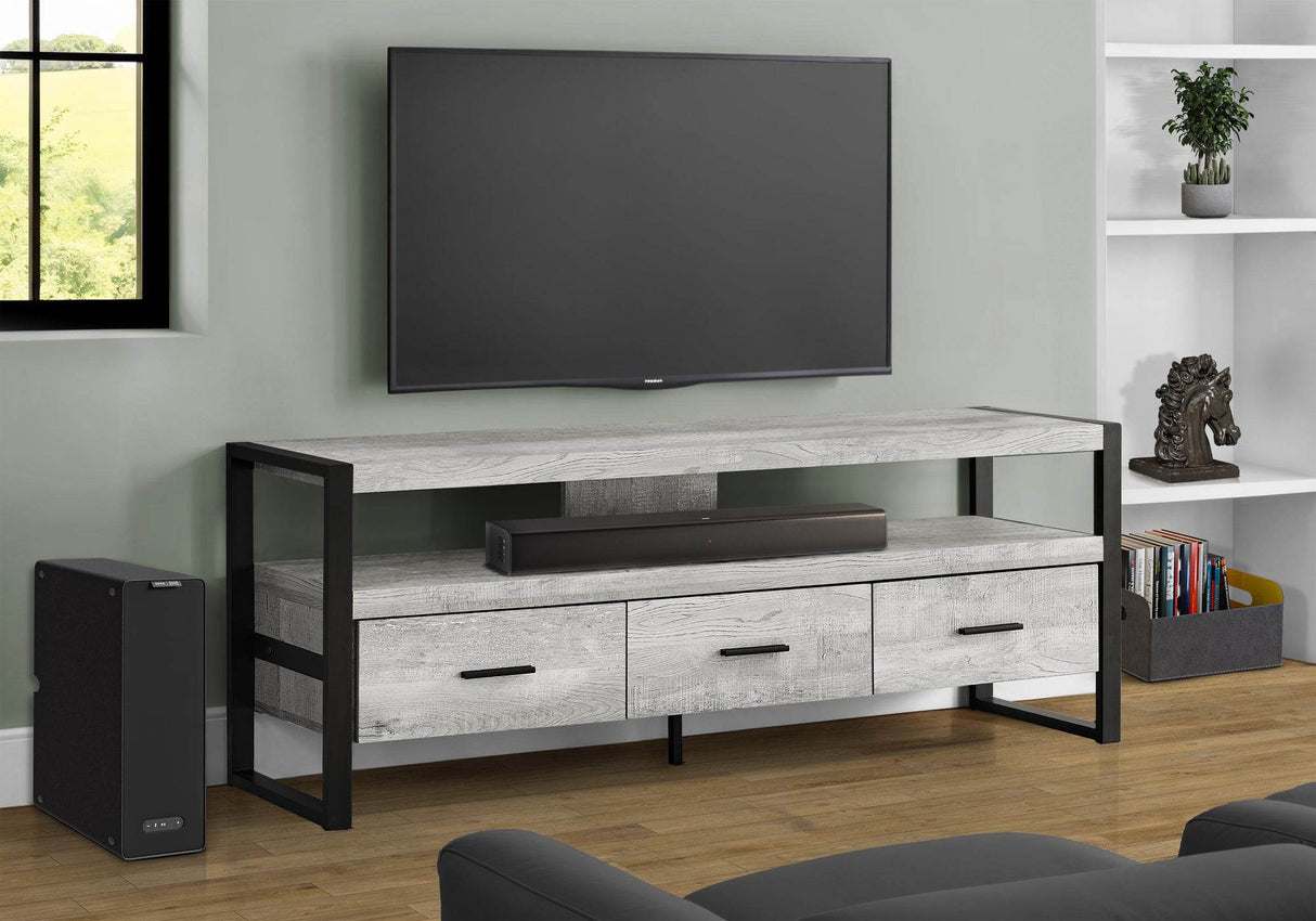 Contemporary Grey Laminate TV Stand With Storage Drawers - Sleep Galleria