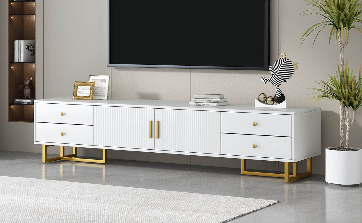 Modern White MDF TV Stand With Storage Cabinet - Sleep Galleria