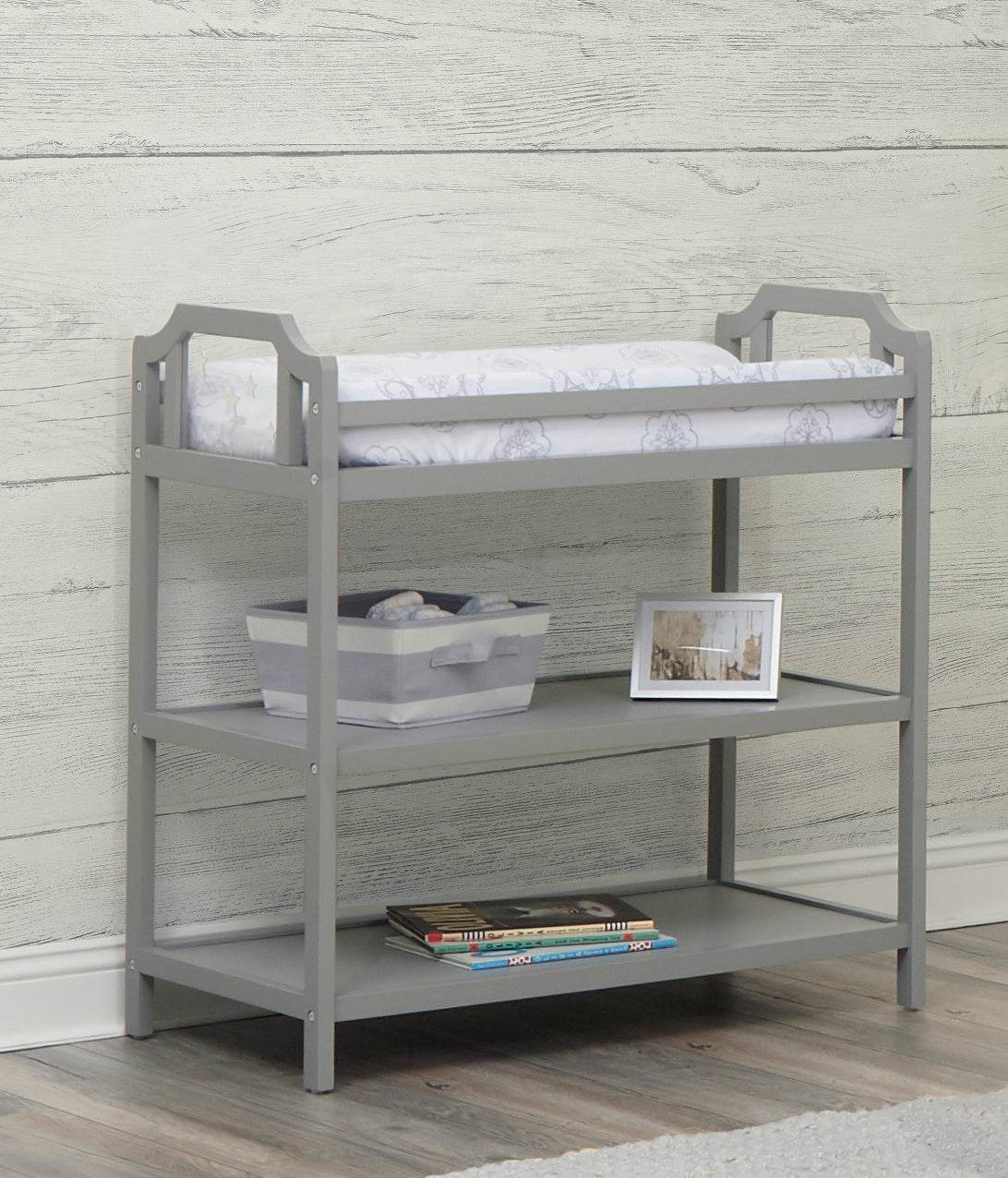 Solid Wood Light Gray Changing Table for Nursery