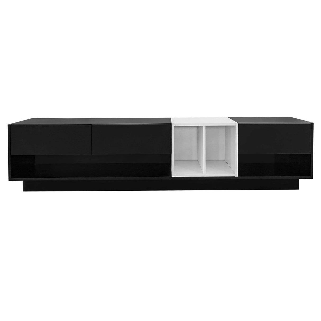 Sleek Two-Tone Black Particle Board TV Stand - Sleep Galleria