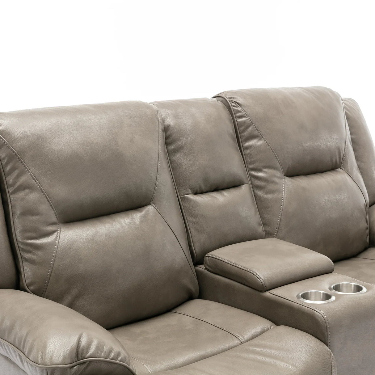 Grey Leather Gel Manual Recliner Chair With LED Lights - Omega Lifestyles