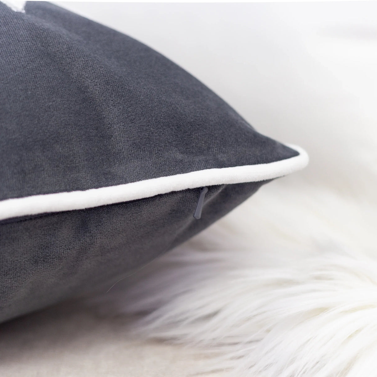 Gray Velvet Embroidered Let It Snow Lumbar Pillow 14x20 - Omega Lifestyles