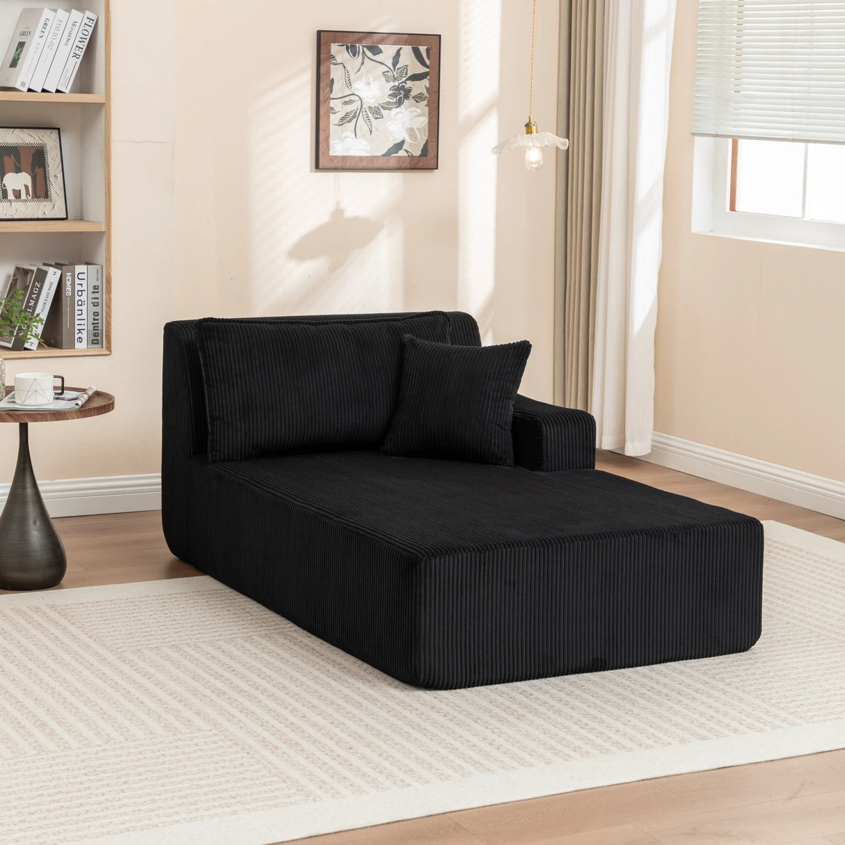 Corduroy Foam Left Armrest Chaise Lounge Chair - Omega Lifestyles