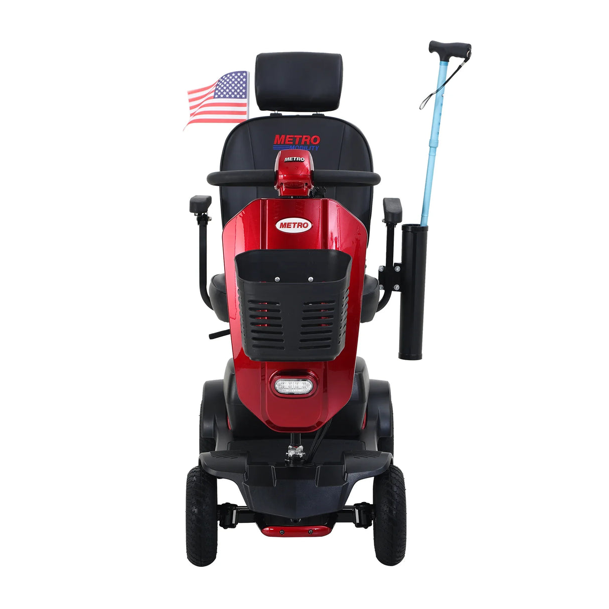 Red Outdoor Compact Metal Mobility Scooter With USB Charger - Omega Lifestyles