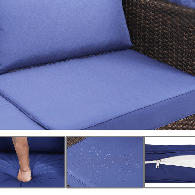 Outdoor Rattan Patio Sofa Set With Canopy And Ottoman - Omega Lifestyles