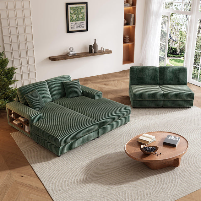 Double-Seater Corduroy Fabric Wood Frame Sofa - Omega Lifestyles