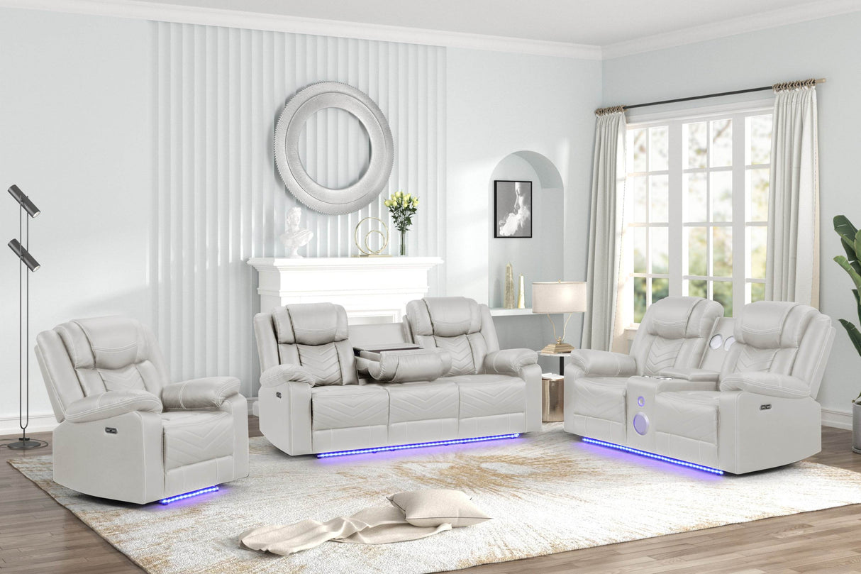 Modern Faux Leather Power Recliner Sofa With USB Ports - Omega Lifestyles