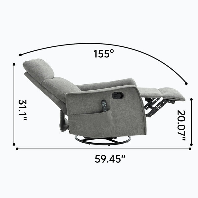 Heat Massage Recliner Chair With Swivel Rocker And Lumbar Heat - Omega Lifestyles