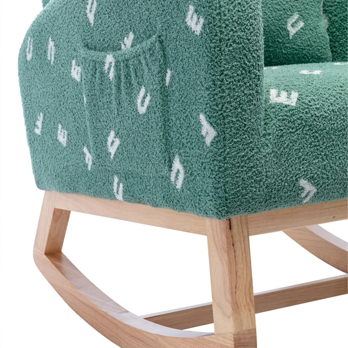 Green Boucle Foam Nursery Rocking Chair With Side Pocket - Omega Lifestyles