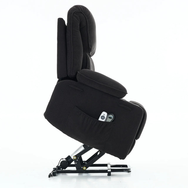 Medium-Firm Corduroy Remote-Controlled Heating Massage Recliner - Omega Lifestyles