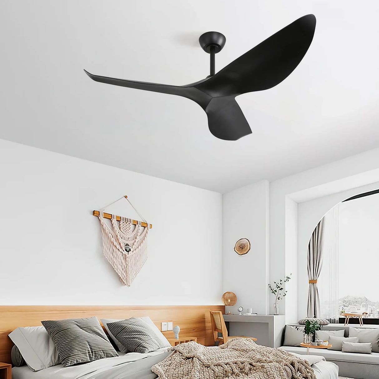 52-Inch Energy-Efficient Reversible Black ABS Ceiling Fan - Omega Lifestyles