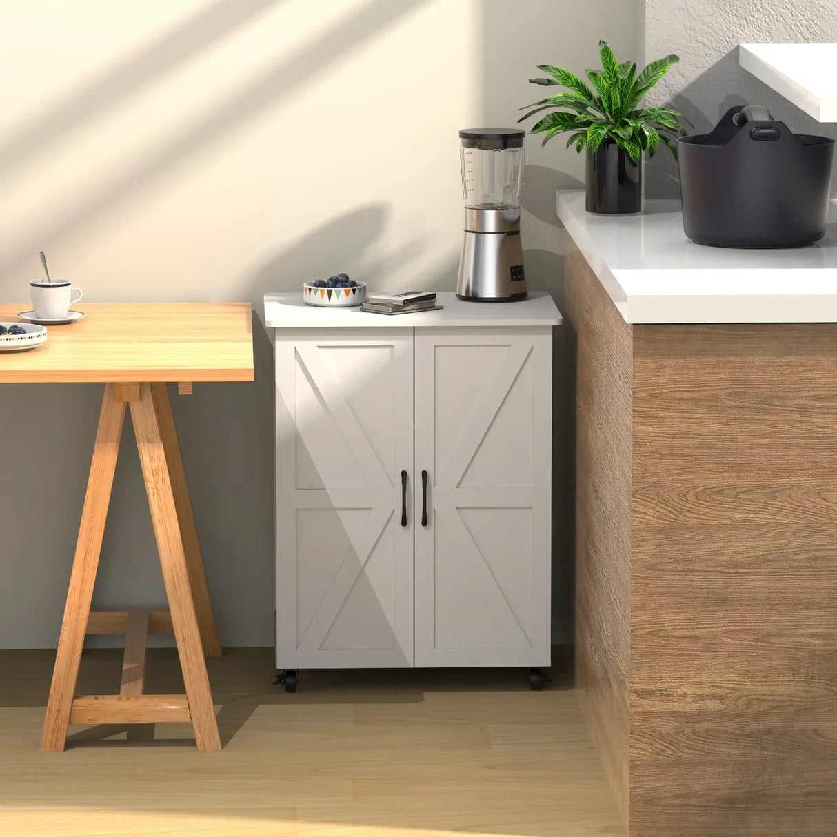 Contemporary White MDF Large Capacity Storage Cabinet - Omega Lifestyles