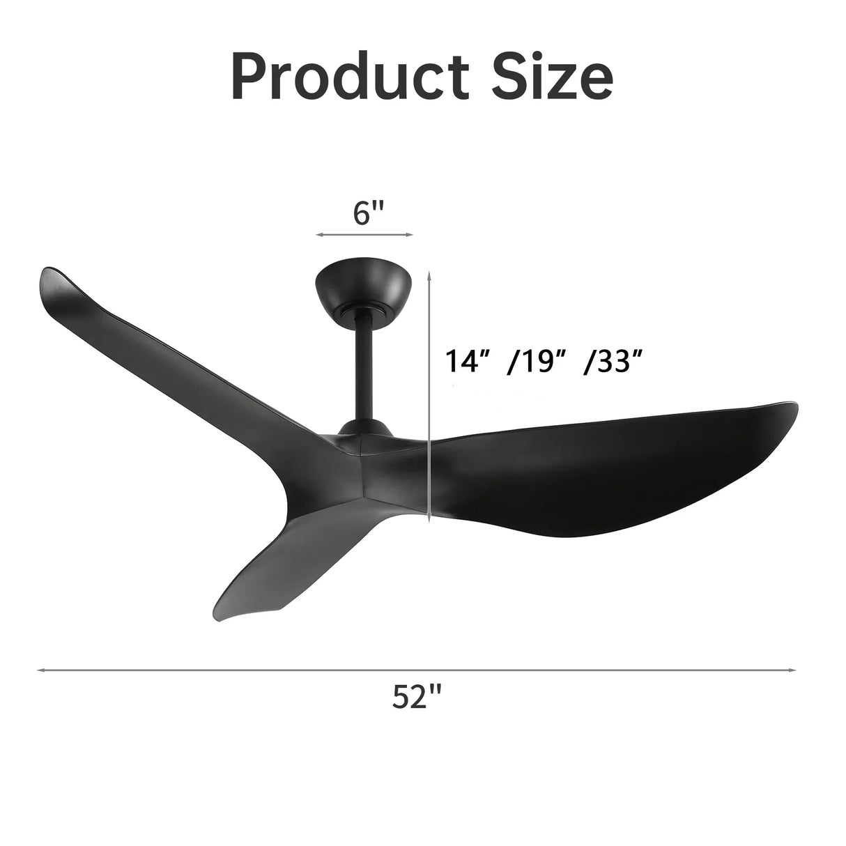 52-Inch Energy-Efficient Reversible Black ABS Ceiling Fan - Omega Lifestyles