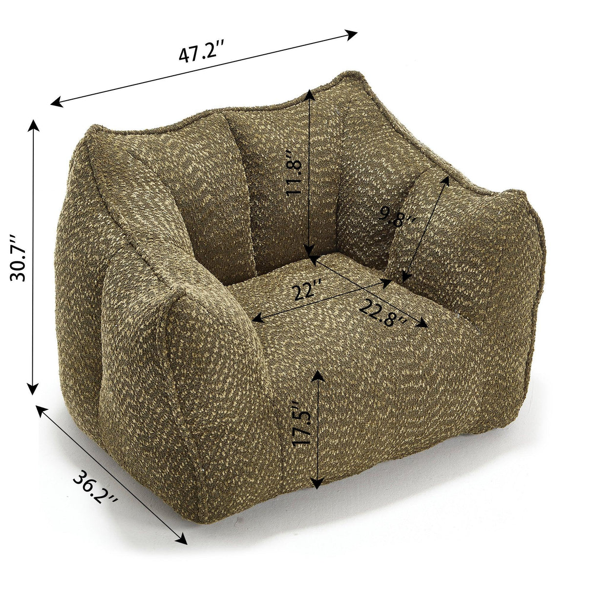 Chenille Bean Bag Chair With Resilient Foam - Omega Lifestyles