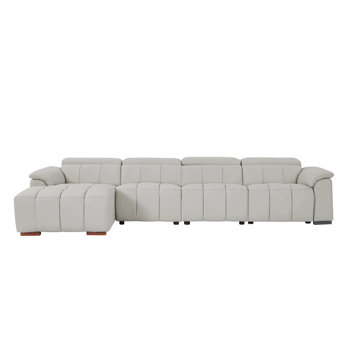 Electric Reclining 4-Seat Genuine Leather L-Shaped Sofa - Omega Lifestyles