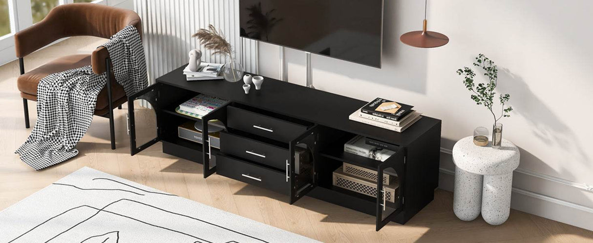 Modern Minimalist Black MDF TV Stand With Storage - Sleep Galleria