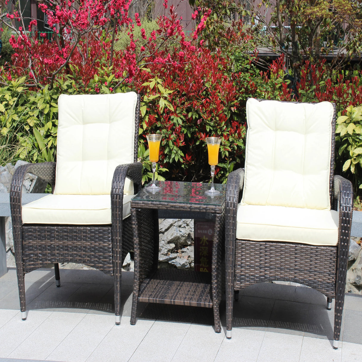 3-Piece Brown Rattan Outdoor Patio Furniture Set - Omega Lifestyles