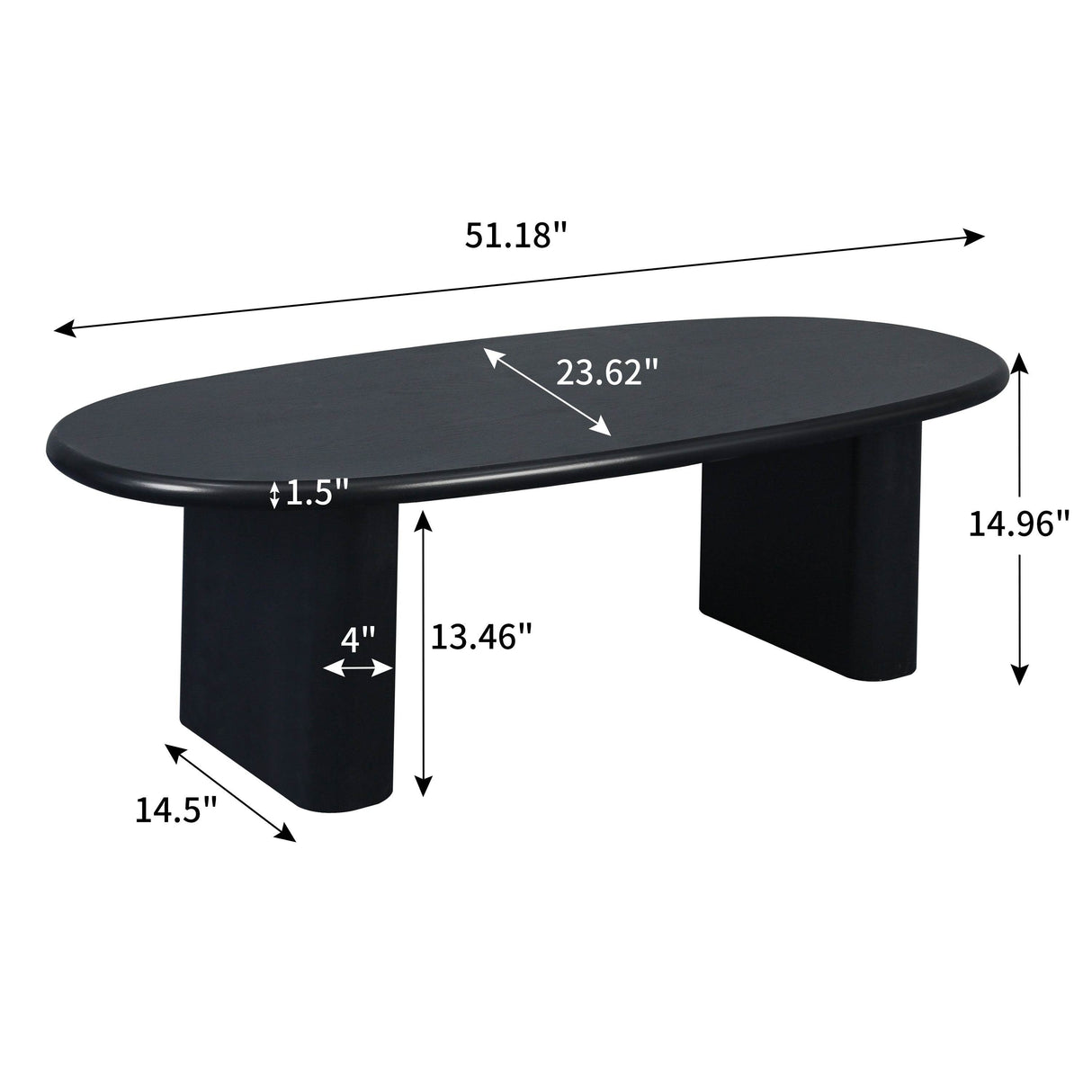 51-Inch Oval Tapered Tabletop MDF Coffee Table - Sleep Galleria