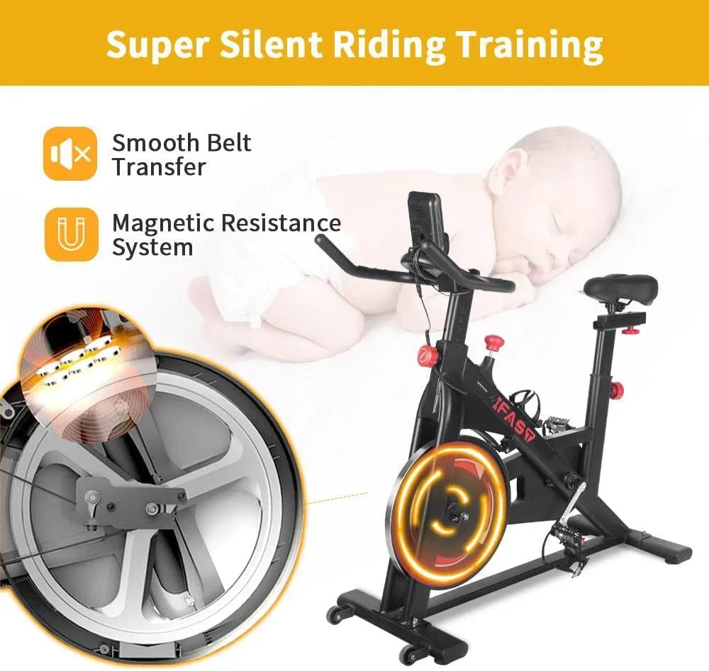 Indoor Magnetic Resistance Stationary Exercise Bike with Monitor - Omega Lifestyles