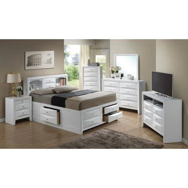 White Twin Storage Bed With Built-In Drawers - Omega Lifestyles