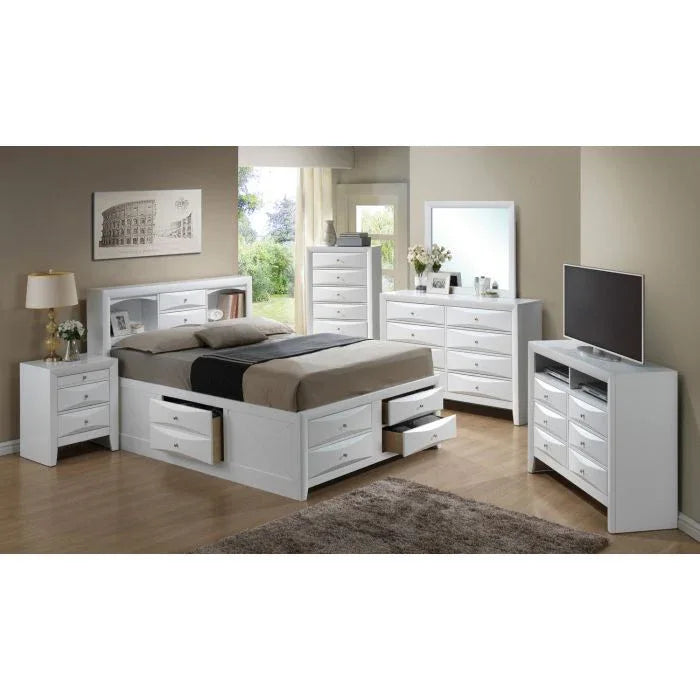 White Twin Storage Bed With Built-In Drawers - Omega Lifestyles