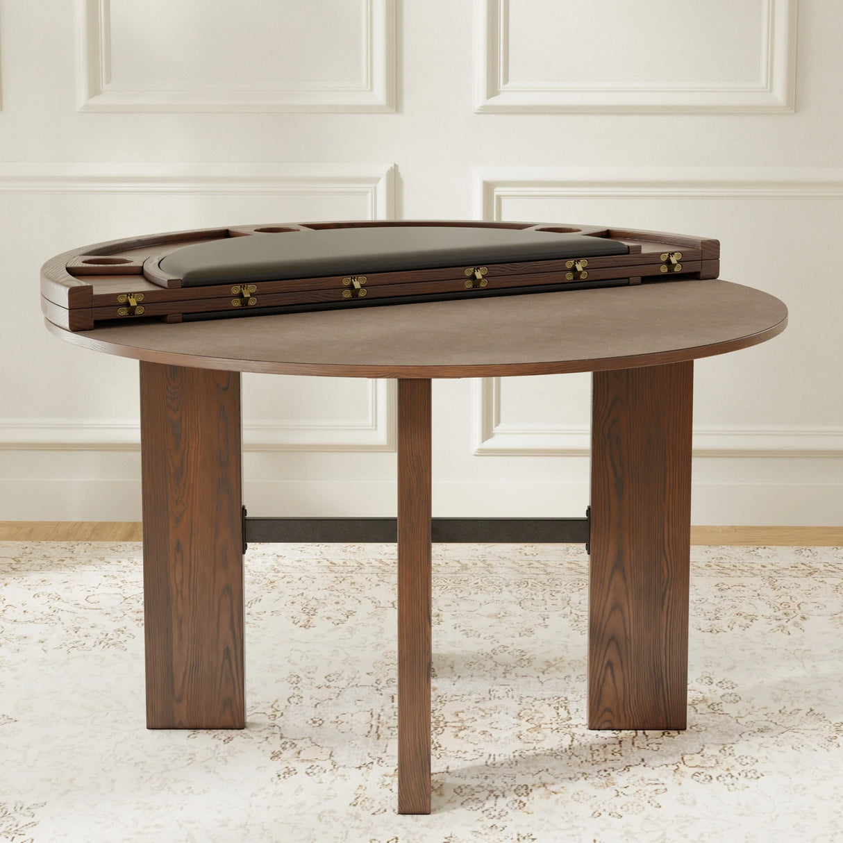 5-Piece Walnut Wood Dining Table and Game Set - Omega Lifestyles