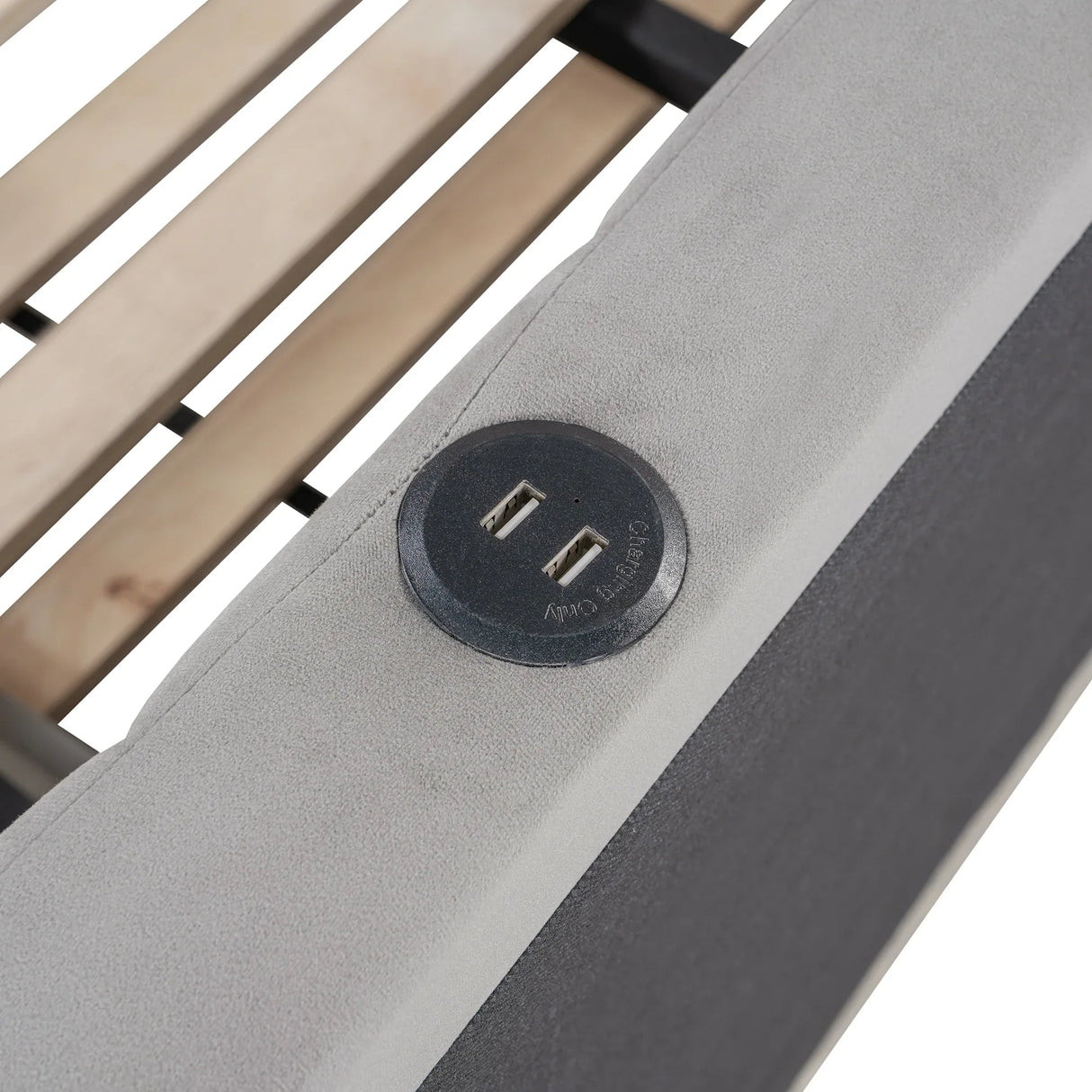 Full Upholstered L-Shaped Daybed With Twin Trundle USB Ports - Omega Lifestyles