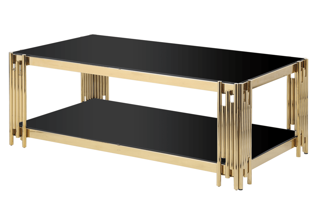 Golden Stainless Steel Rectangular Double-Layer Coffee Table - Sleep Galleria
