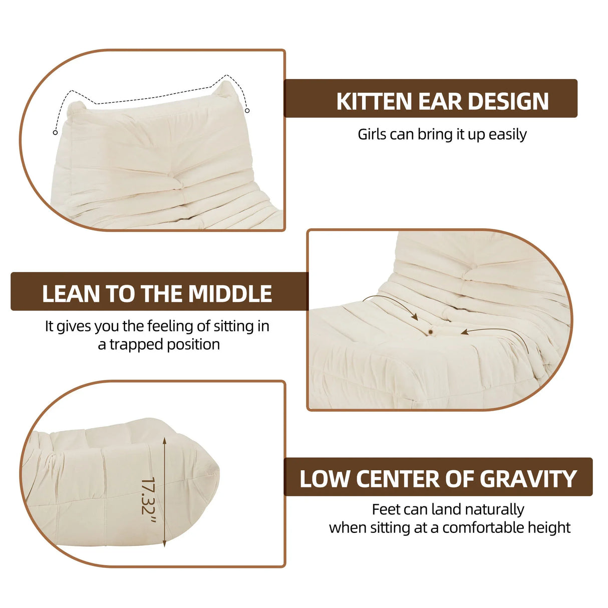 High-Density Foam Ergonomic Art Deco Bean Bag Chair - Omega Lifestyles