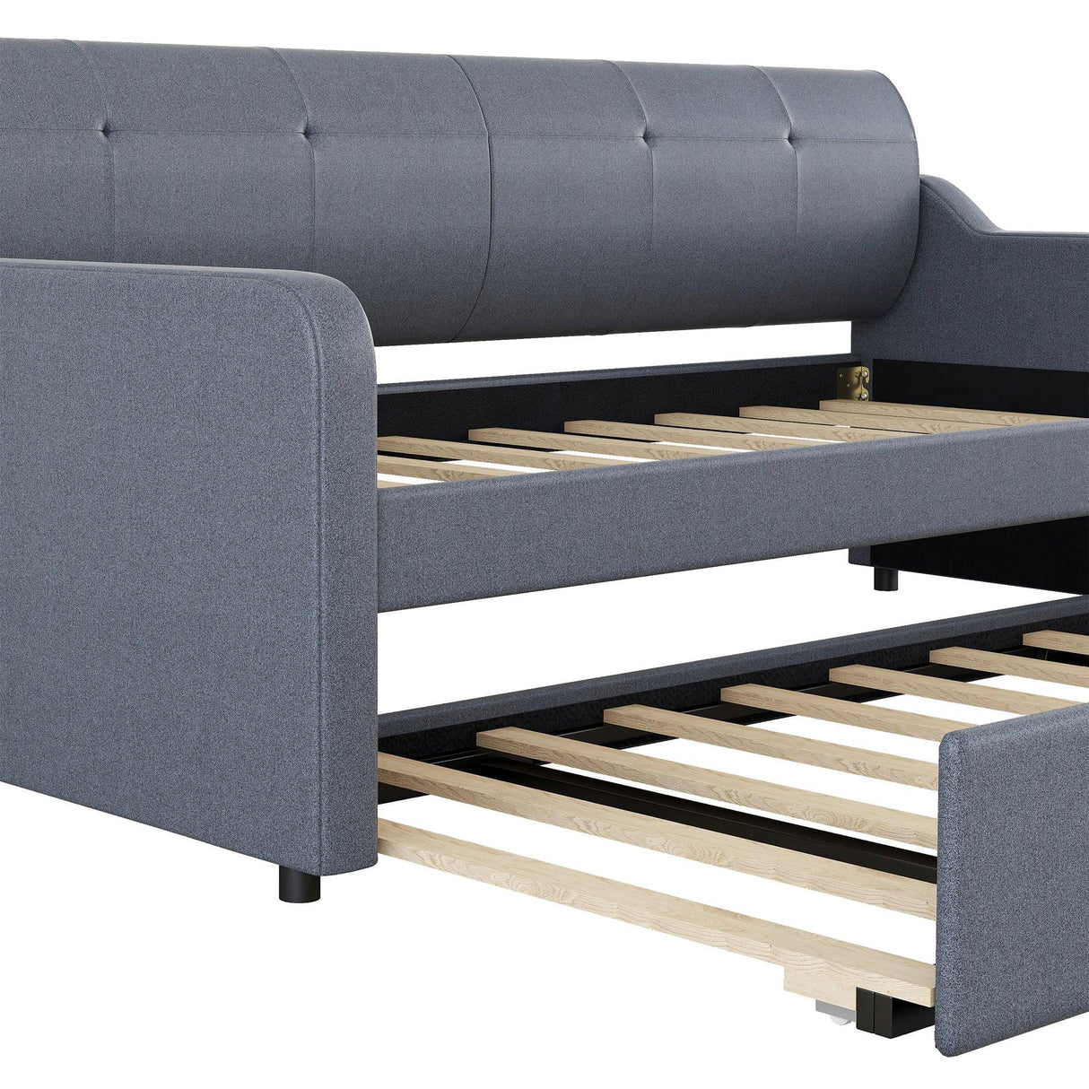 Twin Upholstered Daybed With Trundle And USB Charging - Omega Lifestyles