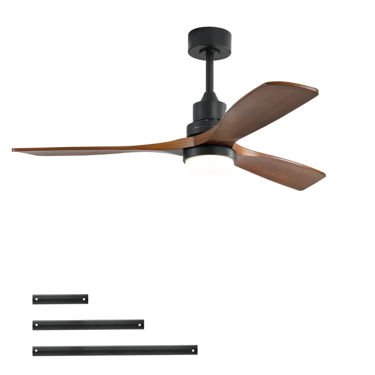 52-Inch Remote-Controlled Reversible Walnut Wood Ceiling Fan - Omega Lifestyles