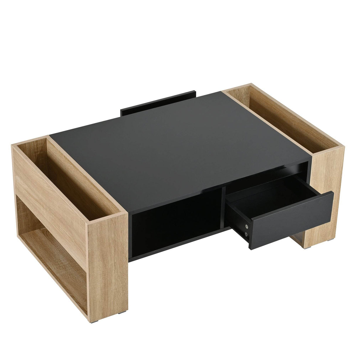 High Glossy Two Drawer Wood Grain Coffee Table - Sleep Galleria