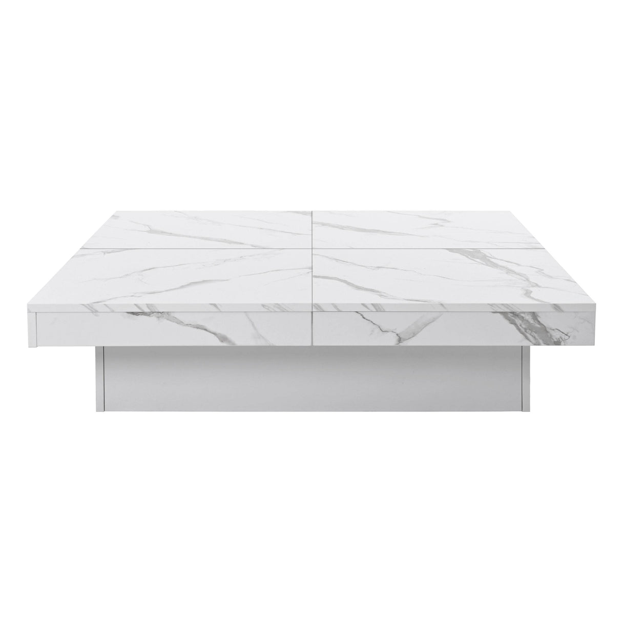 Square Marble Veneer Sliding Top Storage Coffee Table - Sleep Galleria